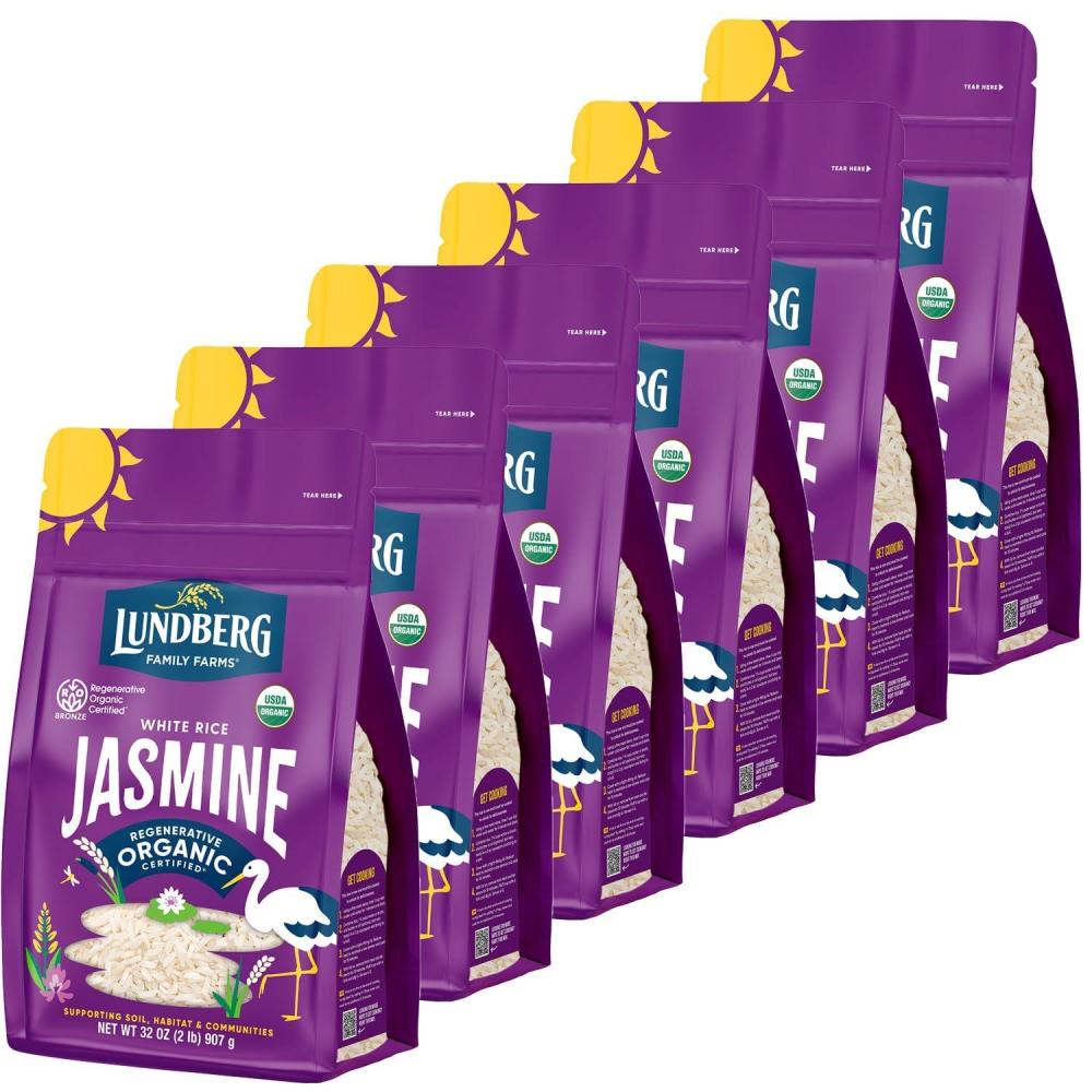 image:imageLundberg Jasmine Rice Regenerative Organic Certified 6Pack NonSticky Aromatic LongGrain White Rice Responsibly Grown in California 32 Oz Ea32 Ounce Pack of 6