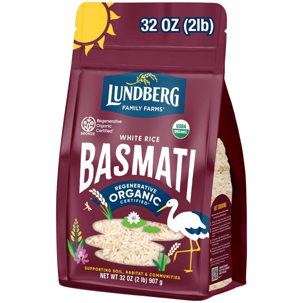 image:imageLundberg White Basmati Rice Regenerative Organic Certified NonSticky Fluffy amp Aromatic LongGrain Rice Responsibly Grown in California 32 Oz1